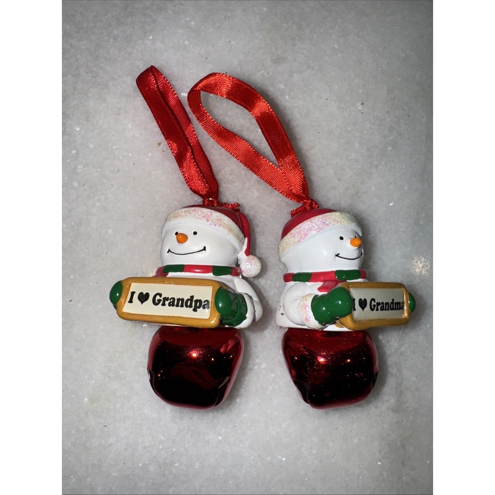 VintageI Love Grandma And I Love Grandpa Snowman‎ Ornaments OLA05